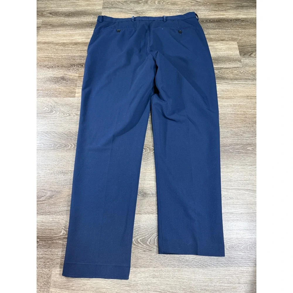 Nautica Mens Navy Blue Stretch Dress‎ Pants Flat Front Trousers 36x30